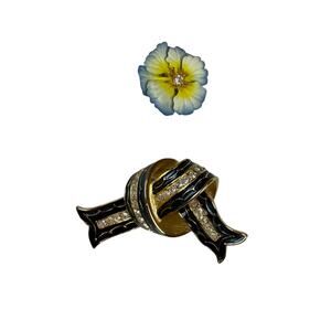 Joan Rivers Enamel Rhinestone Knot Brooches Pins